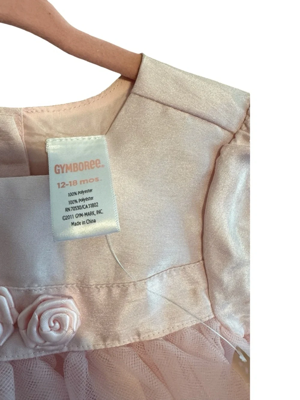 Gymboree Pink Tulle Floral Dress Toddler Girls 12-18M Short Sleeve Formal NWT